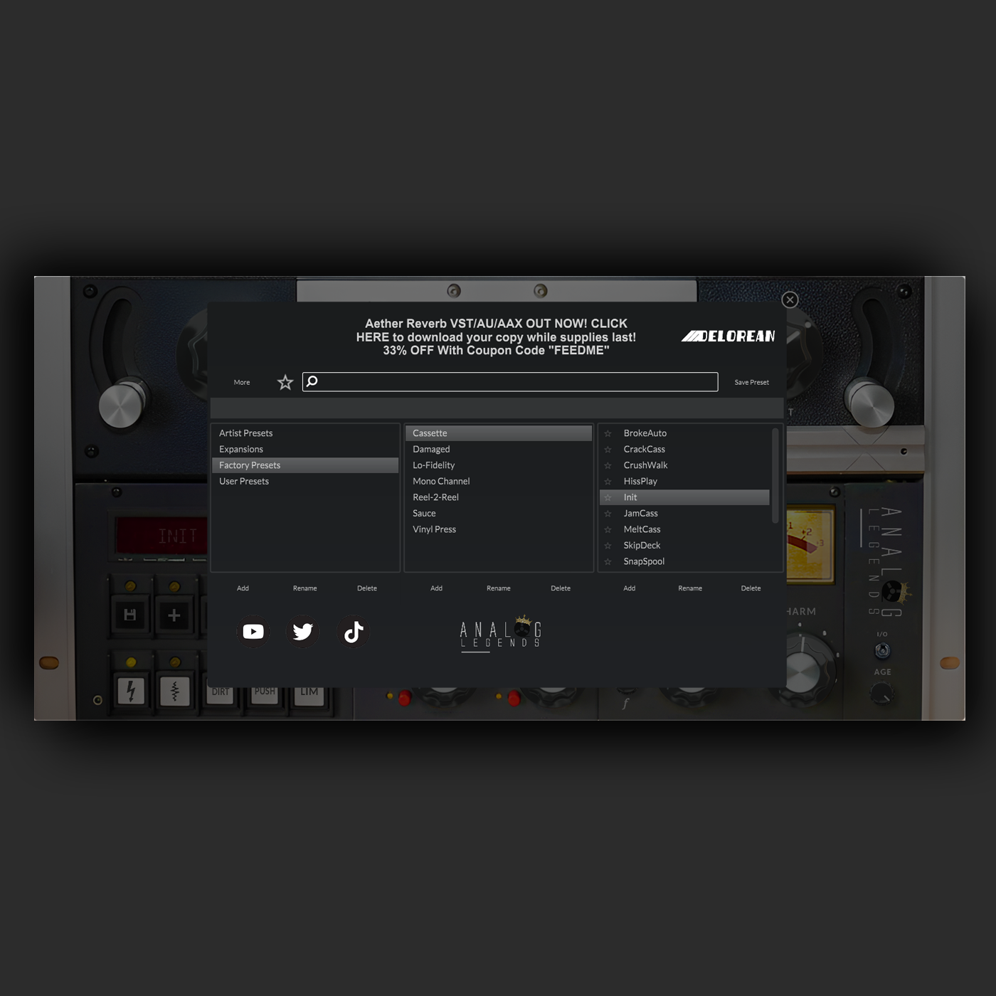 Analog Legends – DeLorean v1.0.3 VST, VST3, AAX x64 WIN MAC